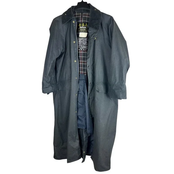 Vintage Barbour Burghley A170 Long Jacket Mens C42 Wax Equestrian Trench Coat - Picture 2 of 16
